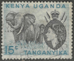 Kenya, Uganda & Tanganyika. 1954-59 QEII. 15c Without Stop Used. SG 169 - Kenya, Uganda & Tanganyika