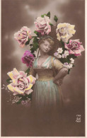 FANTAISIES - Roses - Colorisé - Carte Postale Ancienne - Men