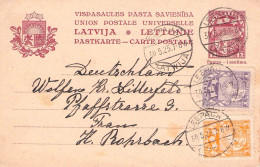 LATVIA - CARTE POSTALE Uprated 1925 LIEPAJA - Krs BITTERFELD Mi P2 / 1298 - Lettonie