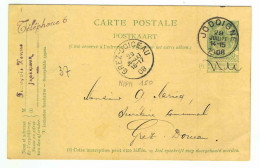 Entier Postal Armoiries JODOIGNE à GREZ-DOICEAU 1908  --  1528 - Cartes Postales 1871-1909
