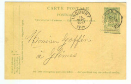 Entier Postal Armoirie INCOURT 1904 - Origine Manuscrite OPPREBAIS Et PERWEZ à GLINES INCOURT 1905 --  1536 - Briefkaarten 1871-1909