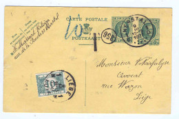 Entier HOUYOUX HERSTAL à LIEGE 1927 Taxé 10c --  1315 - Cartes Postales 1909-1934