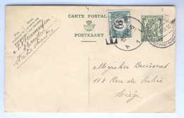 Entier Sceau Etat St TROND à LIEGE 1938 Taxé 10c --  1313 - Cartes Postales 1934-1951