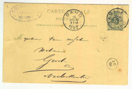 Entier Postal 5 C TAMISE à GAND 1892 Cachet Privé Notaire  --  1276 - Cartes Postales 1871-1909