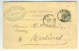 CARTE CHIMAY(Librairie DELERS) à MALINES 1888  --  077 - Postkarten 1871-1909