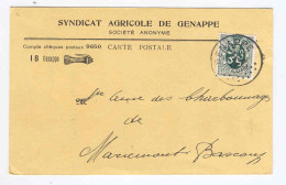 Carte Privée TP Lion Héraldique GENAPPE 1929 - Entete Illustrée Syndicat Agricole De GENAPPE  --  2961 - 1929-1937 León Heráldico