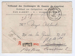 Lettre Reco 1920 En FRANCHISE COURTRAI 2 Vers DOTTIGNIES Et RETOUR  - Verso TB Recherches --  2476 - Zonder Portkosten