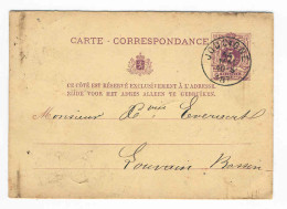 Entier 5 C 1878 Cachet Simple Cercle JODOIGNE à Louvain - Origine Manuscrite GASTUCHE  --  2257 - Briefkaarten 1871-1909