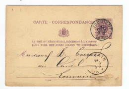 Entier 5 C 1879 Cachet Simple Cercle JODOIGNE à Louvain - Cachet Privé Désiré L'HOOST,Entrepreneur  --  2259 - Briefkaarten 1871-1909