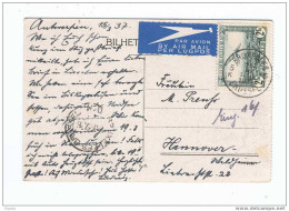 Carte-Vue AVION Timbre PA 3 Seul BRUXELLES 1937 Vers Allemagne - COB 45 Euros --  6/200 - Other & Unclassified