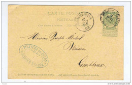 Entier 5 C Armoiries Simple Cercle BRAINE LE CHATEAU 1903 - Cachet Privé Filature Coton WAUTHIER BRAINE  --  6 /071 - Postkarten 1871-1909