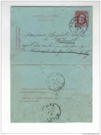 Carte-Lettre Type No 30 Simple Cercle ASSESSE 1886 Vers GILLY ,réexp. Vers WALCOURT - Origine FLOREE  --  6 /089 - Letter-Cards