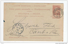Entier 10 C  Fine Barbe Simple Cercle BLANKENBERGHE 1899 Vers Allemagne - L.Pier , Erste Deutsche Apotheke  --  6 /076 - Briefkaarten 1871-1909