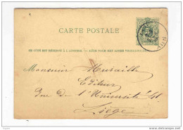 Entier 5 C Chiffre Cachet Simple Cercle HUY 1882 - Origine Manuscrite TIHANGE --  6 /061 - Briefkaarten 1871-1909