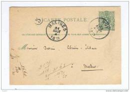 Entier 5 C Chiffre Cachet Simple Cercle HUY 1883 - Origine Manuscrite LA SARTE --  6 /058 - Postkarten 1871-1909