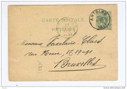 Entier 5 C Chiffre Cachet Simple Cercle ANTOING 1884 Vers BRUXELLES - Signé Auguste Lejonc  --  6 /055 - Cartes Postales 1871-1909