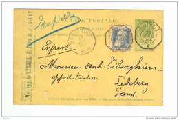 Entier 5 C Armoiries + Grosse Barbe En EXPRES Télég. THIELT 1908 à LEDEBERG - Trous De Perfos Réparés --  5/299 - Briefkaarten 1871-1909