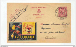 Entier Publibel Jus De Fruits TRUDO Cachet Touristique AUVELAIS 1946  --  5/312 - Werbepostkarten