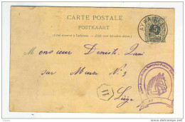 Entier 5 C Chiffre AYWAILLE 1892 Vers Liège - TB Cachet Alb. KUHN, Serrurier- Maréchal Ferrant - Thème CHEVAL  --  5/291 - Briefkaarten 1871-1909