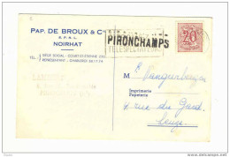 Carte IMPRIME Lion Héraldique 20 C Charleroi Griffe RARE PIRONCHAMPS - Entete Papeteries De Broux à NOIRHAT  --  5/277 - Brieven En Documenten