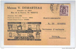 Carte Privée Sceau Etat 90 C HERVE 1949 - Entete Et Illustrations Machines DEMARTEAU  --  5/260 - 1935-1949 Kleines Staatssiegel