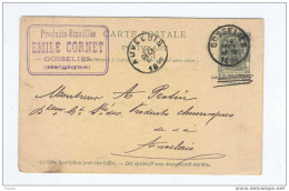 Entier Postal Armoiries GOSSELIES 1898 Vers AUVELAIS - Cachet Produits Emaillés Emile Cornet  --  5/155 - Tarjetas 1871-1909