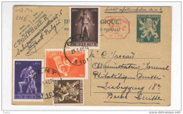 Entier Carte Postale Lion V Avec TP Prisonniers TARIF EXACT 2 F GENT 1946 Vers Suisse  --  5/051 - Briefkaarten 1934-1951