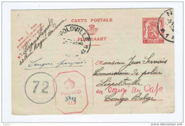 Entier Carte Postale 1 F 1945 Vers Congo Belge - Censures Communications Et Anglaise  --  5/049 - Cartes Postales 1934-1951