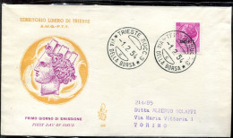 FDC Trieste - VENETIA  NON VIAGGIATA 1954 Siracusana L.13 - Storia Postale