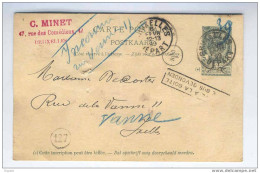 Entier Carte Postale 5 C Armoiries BRUXELLES En Ville 1899 - Inconnu Et Griffe Trouvé à La Boite  --  5/042 - Postcards 1871-1909