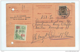 2 Cartes-Récépissés Képi 0.75 F ST JOSSE TEN NOODE 1 D / 1 E 1933/34 - H.De Doncker , Quincaillerie  --  8/234 - 1931-1934 Mütze (Képi)
