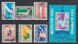 Bulgaria 1979 - Olympic Games, Moscow : Gymnastics, Mi-Nr. 2800/05+Bl. 93, Used (O) - Oblitérés