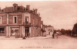 Sainte-Hermine Animée Route De Luçon Commerces Magasin Confection Soierie Poterie Faïences - Sainte Hermine