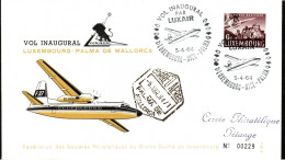 Luxembourg , Luxemburg , 5-4-1964, FDC - Vol Inaugural Luxembourg-Palma De Mallorca , Timbre MI 408,GESTEMPELT - Briefe U. Dokumente