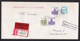 Germany Berlin: Registered Express Cover, 1987, 4 Stamps, Cancel Further Delivery By Postman (minor Damage, See Scan) - Covers & Documents