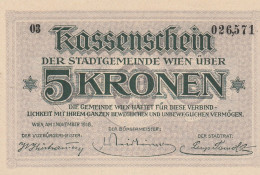 Österreic  5 Kronen  Kassenschein Der Stadtgemeinde Wien 1918  UNC - Algerien