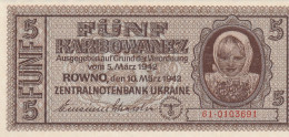 Ukraine 5 Karbowanez 1942 P-51  UNC - Ucraina