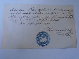 ZA470.14 Hungary Old Ducument -Peter Sztachov Galicia- Buchovice - Borbala Klementis -Újlak  Nitra Slovakia- 1871 Pest - Verloving