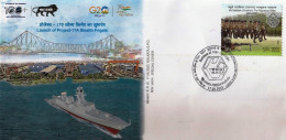 INDIA 2023 LAUNCH OF PROJECT - 17A STEALTH FRIGATE SPECIAL COVER ISSUED BY INDIA POST KOLKATA CIRCLE - Cartas & Documentos
