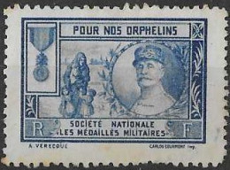 FRANCE. TIMBRE. VIGNETTE.  Pour Nos Orphelins, Société Nationale "Les Médaillés Militaires" - Vignettes Militaires