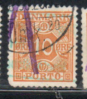 DANEMARK DANMARK DENMARK DANIMARCA 1934 1935 PORTO OFFICIAL STAMPS NUMERAL 10o USED USATO OBLITERE' - Dienstzegels