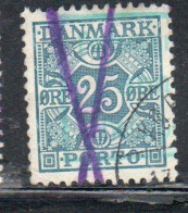 DANEMARK DANMARK DENMARK DANIMARCA 1921 1930 PORTO OFFICIAL STAMPS NUMERAL 25o USED USATO OBLITERE' - Dienstmarken