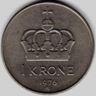 Norway - 1976 - KM 419 - 1 Krone - XF - Look Scans - Norvège