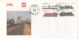 Denmark Stamp's Day Esbjerg 17-3-1991 With Complete Set Of 4 LOCOMOTIVES With Cachet - Lettres & Documents
