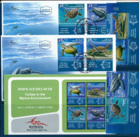 ISRAEL 2016 FAUNA 'TURTLES IN MARINE STAMPS MNH + FDC+ POSTAL SERVICE BULLETIN - Neufs