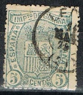 Sello 5 Cts  Impuesto De Guerra 1875, Fechador LEON Palo Recto, Edifil Num 154 º - Kriegssteuermarken