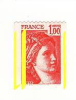 Sabine 1fr Rouge De Roulette YT 1981f Avec 3 Bandes Phospho . Superbe Et Pas Courant , Voir Le Scan . Cote YT : 5 € . - Unused Stamps