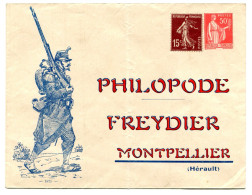 RC 26360 FRANCE ENTIER REPIQUÉ TYPE PAIX PHILOPODE FREYDIER MONTPELLIER HERAULT - Cartes Postales Repiquages (avant 1995)