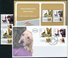 ISRAEL 2016 SERVICE DOGS STAMPS MNH +FDC+ POSTAL SERVICE BULLETIN - Unused Stamps