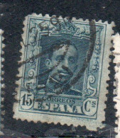 SPAIN ESPAÑA SPAGNA 1922 1926 KING ALFONSO XIII RE ROI CENT. 15c USED USATO OBLITERE' - Used Stamps